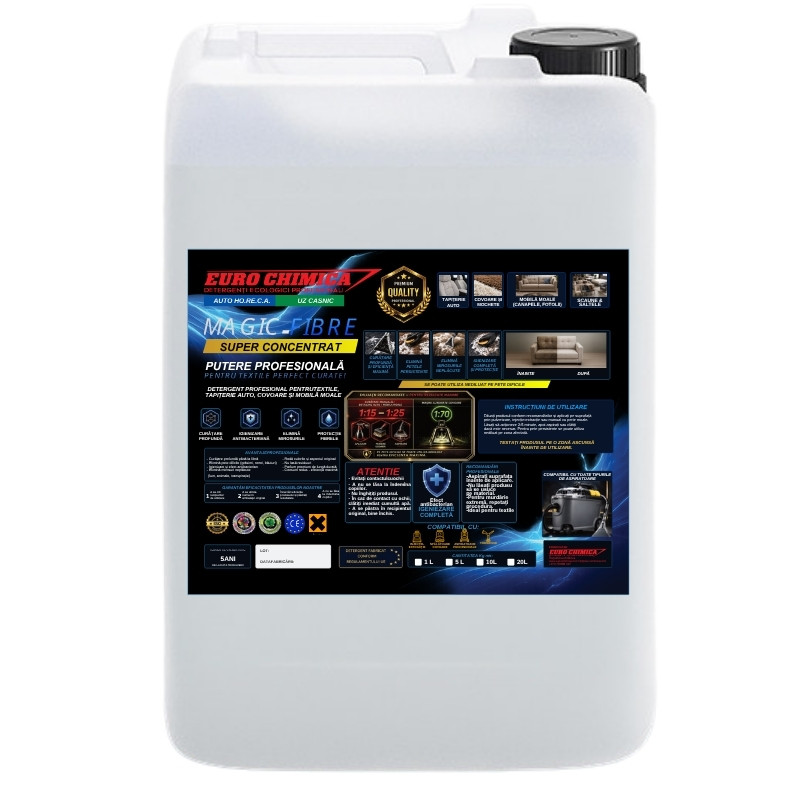 Detergent profesional pentru tapițerie auto, covoare și mobilă moale. Elimină pete, mirosuri și bacterii. Ideal pentru detailing și curățare textile.